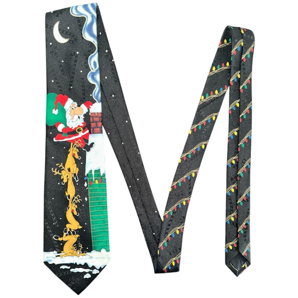 Vintage Hallmark Yule Tie Greetings Men’s Tie Christmas Santa Reindeer Tie